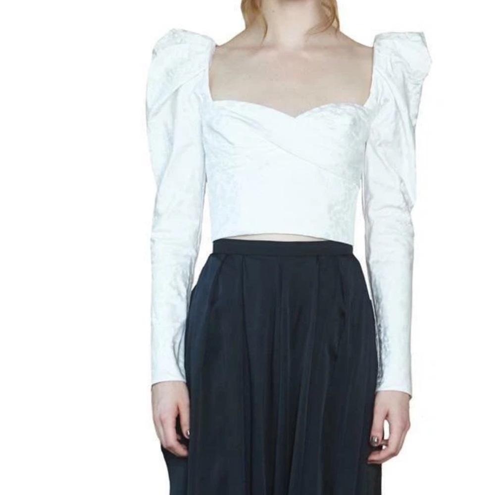 Flor et. al Women’s White Puff Sleeve Top Size L